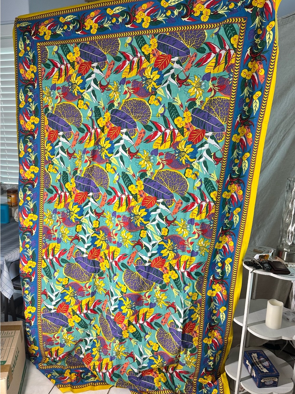 Vintage style Retro botanical Table cloth 91.5” x 57” 100% cotton
